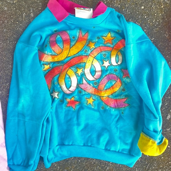 VINTAGE GIRLS SIZE 10 COLORFUL CUFF N COLLAR LAND N SEA SWEATERS 2 PC BUNDLE - Picture 5 of 11